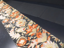 Load image into Gallery viewer, Fukuro Obi Vintage(1950-1980) Black Gold Flower Silk BB62W4
