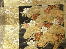 Load image into Gallery viewer, Fukuro Obi Gold Pine Tree Chrysanthemum Ryusui Silk BB123W8
