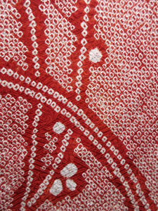 Haori Jacket Vintage(1950-1980) Red Full Shibori Ume Branch Silk #7653J2