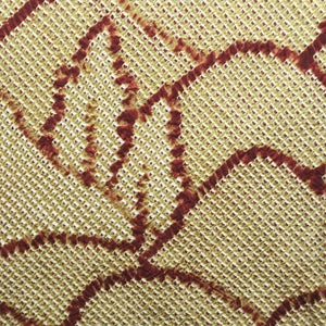 Haori Jacket Vintage(1950-1980) Yellow brown Full Shibori Tree Mountain Silk #9068D2