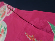 Load image into Gallery viewer, MKF#233 Silk Kimono Fabric Vintage(1920-1950) Flower Rinzu Red 55.1x12.2in(140x31cm)
