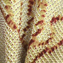 Load image into Gallery viewer, Haori Jacket Vintage(1950-1980) Yellow brown Full Shibori Tree Mountain Silk #9068D2

