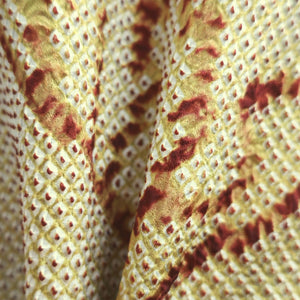 Haori Jacket Vintage(1950-1980) Yellow brown Full Shibori Tree Mountain Silk #9068D2