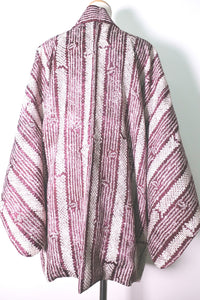 Haori Jacket Vintage(1950-1980) Purple Full Shibori Bamboo Silk #8814A4