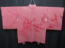 Load image into Gallery viewer, Haori Jacket Vintage(1950-1980) Red Full Shibori Plum blossom Silk #7596H4
