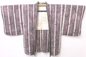 Haori Jacket Vintage(1950-1980) Purple Full Shibori Bamboo Silk #8814A4