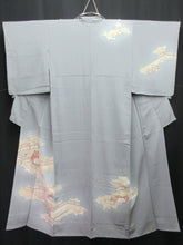 Load image into Gallery viewer, Kimono Blueish Gray Peony Tsukesage Tall Silk #7878L5
