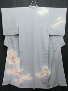 Kimono Blueish Gray Peony Tsukesage Tall Silk #7878L5