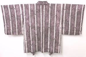 Haori Jacket Vintage(1950-1980) Purple Full Shibori Bamboo Silk #8814A4