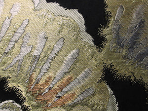 Fukuro Obi Vintage(1950-1980) Black Gold Pine Tree Silk BB83W5
