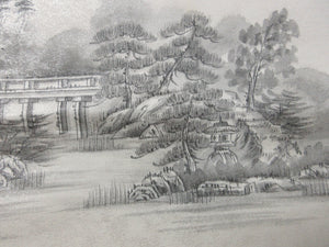 Fukuro Obi Gray Kyoto Imperial Palace Suibokuga Silk BB125W8