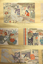 Load image into Gallery viewer, Fukuro Obi Gold Heian Period Aristocrats Plum blossom Silk BB160W1
