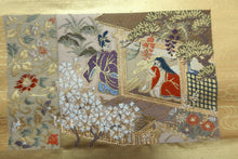 Load image into Gallery viewer, Fukuro Obi Gold Heian Period Aristocrats Plum blossom Silk BB160W1

