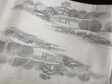 Load image into Gallery viewer, Fukuro Obi Gray Kyoto Imperial Palace Suibokuga Silk BB125W8
