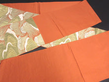 Load image into Gallery viewer, Fukuro Obi Vintage(1950-1980) Vermillion Gold White Wave Silk BB84W5
