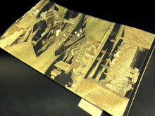 Load image into Gallery viewer, Fukuro Obi Black Gold Hiroshige Toukaido53Tsugi Ukiyoe Zentsu Silk BB126W8
