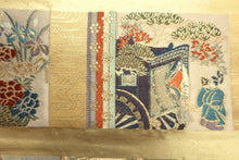 Load image into Gallery viewer, Fukuro Obi Gold Heian Period Aristocrats Plum blossom Silk BB160W1

