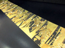 Load image into Gallery viewer, Fukuro Obi Black Gold Hiroshige Toukaido53Tsugi Ukiyoe Zentsu Silk BB126W8

