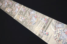 Load image into Gallery viewer, Fukuro Obi Gold Crane Birds Chrysanthemum Silk BB161W1

