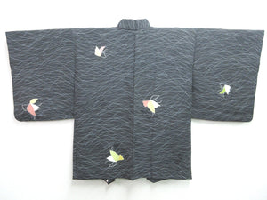 Haori Jacket Vintage(1950-1980) Black Butterfly Silk #7598H4