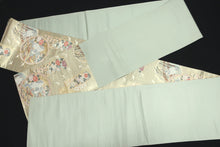 Load image into Gallery viewer, Fukuro Obi Gold Crane Birds Chrysanthemum Silk BB161W1

