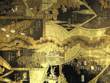 Load image into Gallery viewer, Fukuro Obi Black Gold Hiroshige Toukaido53Tsugi Ukiyoe Zentsu Silk BB126W8
