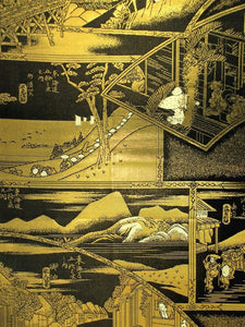 Fukuro Obi Black Gold Hiroshige Toukaido53Tsugi Ukiyoe Zentsu Silk BB126W8