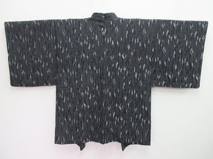 Haori Jacket Vintage(1950-1980) Black Silver Mokume Grain Silk #8185B2