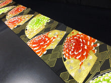 Load image into Gallery viewer, Fukuro Obi Vintage(1950-1980) Black Gold Chrysanthemum Silk BB85W5
