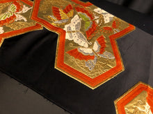 Load image into Gallery viewer, BB8236AA Silk Obi Fabric Vintage(1950-1980) Butterfly Black 103.9x12.2in(264x31cm)
