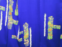 Load image into Gallery viewer, Kimono Vintage(1950-1980) Blue Flower Tsukesage Silk #7879L5
