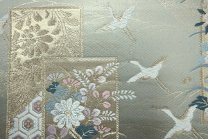 Fukuro Obi Gold Crane Birds Chrysanthemum Silk BB161W1