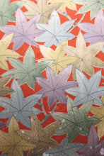 Load image into Gallery viewer, Haori Jacket Vintage(1950-1980) Vermillion Pale Green Pale Yellow Momijizukushi Shiny Rinzu Silk #8304C2
