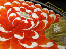 Load image into Gallery viewer, Fukuro Obi Vintage(1950-1980) Black Gold Chrysanthemum Silk BB85W5
