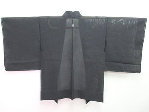 Haori Jacket Vintage(1950-1980) Black See-Through for Summer Ryusui Silk #8234B4