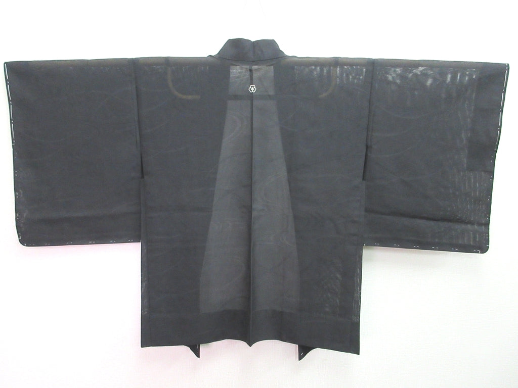 Haori Jacket Vintage(1950-1980) Black See-Through for Summer Ryusui Silk #8234B4