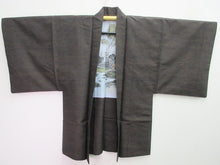 Load image into Gallery viewer, Men&#39;s Haori Vintage(1950-1980) Brown Black Tsumugi Scenery Silk #7880L5
