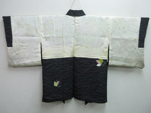 Haori Jacket Vintage(1950-1980) Black Butterfly Silk #7598H4