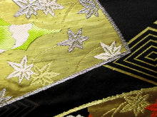 Load image into Gallery viewer, Fukuro Obi Vintage(1950-1980) Black Gold Chrysanthemum Silk BB85W5
