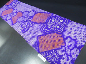 MKF#159 Silk Kimono Fabric Vintage(1920-1950) Flower Purple 45.3x13.8in(115x35cm)