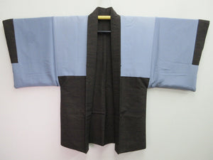 Men's Haori Vintage(1950-1980) Brown Black Tsumugi Scenery Silk #7880L5