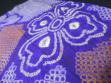 Load image into Gallery viewer, MKF#160 Silk Kimono Fabric Vintage(1920-1950) Flower Purple 59.1x13.8in(150x35cm)
