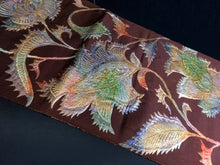 Load image into Gallery viewer, BB8238AA Silk Obi Fabric Vintage(1950-1980) Flower Brown 105.5x11.8in(268x30cm)
