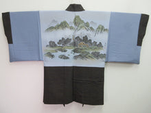 Load image into Gallery viewer, Men&#39;s Haori Vintage(1950-1980) Brown Black Tsumugi Scenery Silk #7880L5
