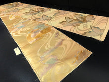 Load image into Gallery viewer, BB8239AA Silk Obi Fabric Vintage(1950-1980) Butterfly Gold 102.0x11.8in(259x30cm)
