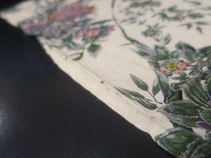 MKF#240 Silk Kimono Fabric Vintage(1950-1980) Flower Cream white 40.9x11.8in(104x30cm)