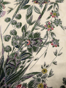 MKF#240 Silk Kimono Fabric Vintage(1950-1980) Flower Cream white 40.9x11.8in(104x30cm)