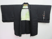 Load image into Gallery viewer, Haori Jacket Vintage(1950-1980) Black Plum blossom Silk #8070A1
