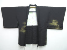 Load image into Gallery viewer, Haori Jacket Vintage(1950-1980) Black Gold Chrysanthemum Silk #7601H4
