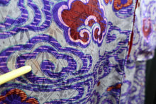 Load image into Gallery viewer, Kimono Vintage(1920-1950) Gray Purple Cloud Silk #8420E1
